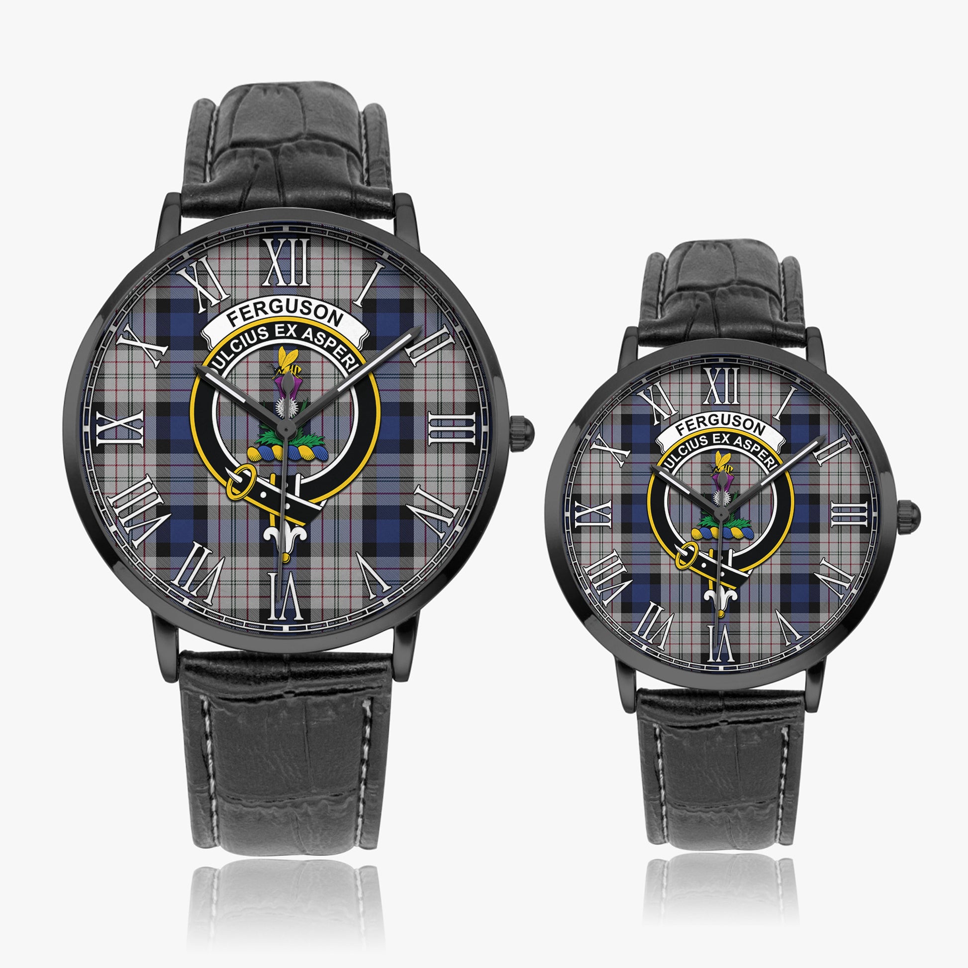 Ferguson Dress Tartan Family Crest Leather Strap Quartz Watch - Tartanvibesclothing