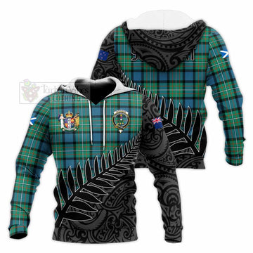 Ferguson (Fergusson) Crest Tartan Knitted Hoodie with New Zealand Silver Fern Half Style