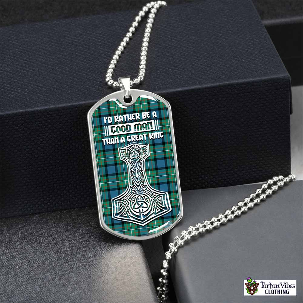 Tartan Vibes Clothing Ferguson (Fergusson) Tartan Dog Tag Necklace Viking Mjolnir Style