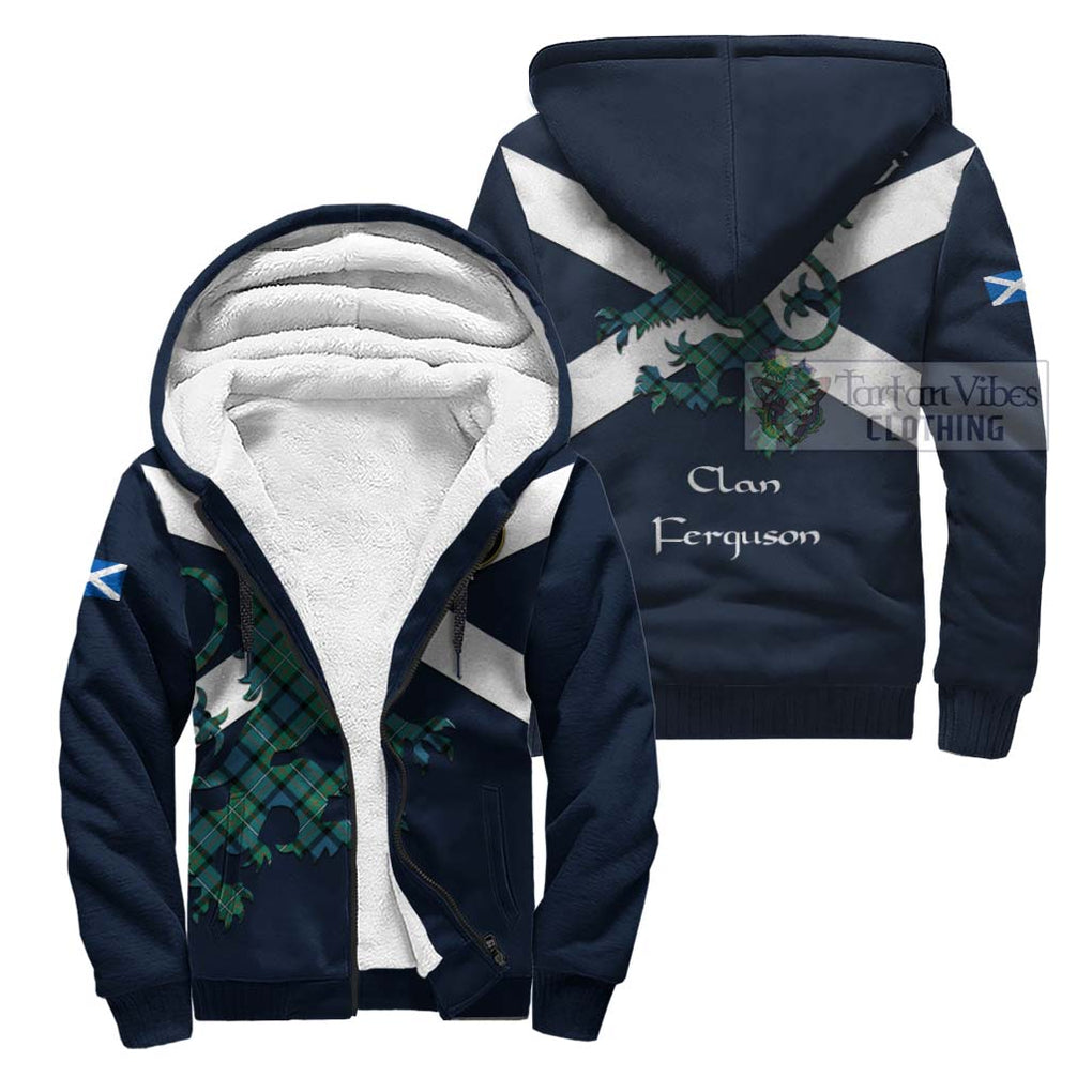 Tartan Vibes Clothing Ferguson (Fergusson) Tartan Lion Rampant Sherpa Hoodie – Proudly Display Your Heritage with Alba Gu Brath and Clan Name