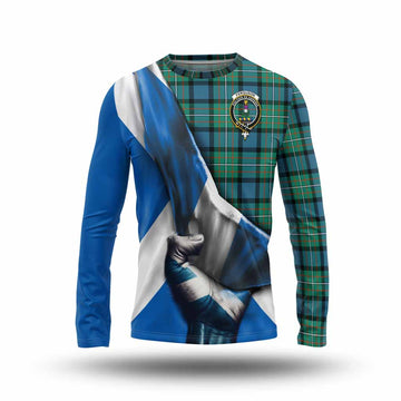 Ferguson (Fergusson) Tartan Long Sleeve T-Shirt with Family Crest Scotland Patriotic Style