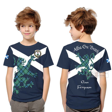 Ferguson (Fergusson) Tartan Lion Rampant Kid T-Shirt Proudly Display Your Heritage with Alba Gu Brath and Clan Name