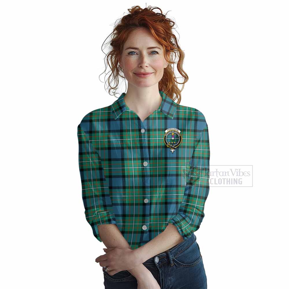 Tartan Vibes Clothing Ferguson (Fergusson) Tartan Women's Casual Shirt with Family Crest DNA In Me Style