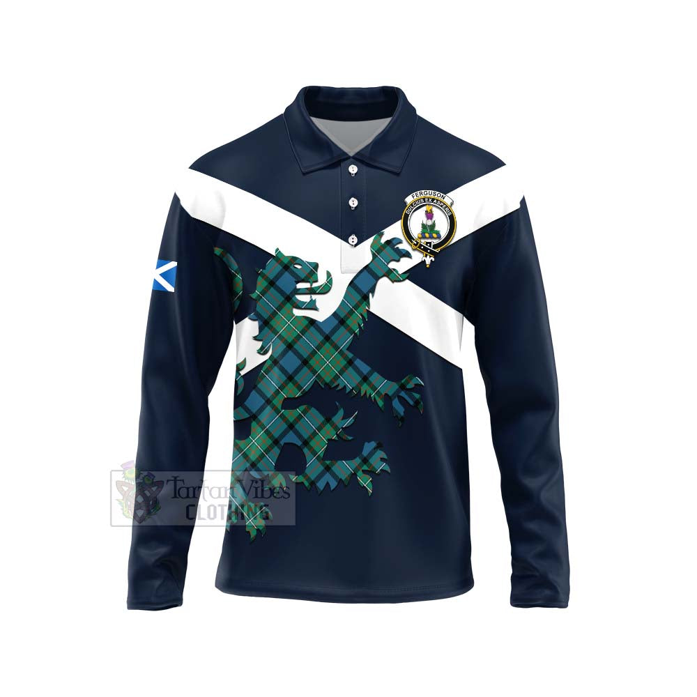 Tartan Vibes Clothing Ferguson (Fergusson) Tartan Lion Rampant Long Sleeve Polo Shirt – Proudly Display Your Heritage with Alba Gu Brath and Clan Name