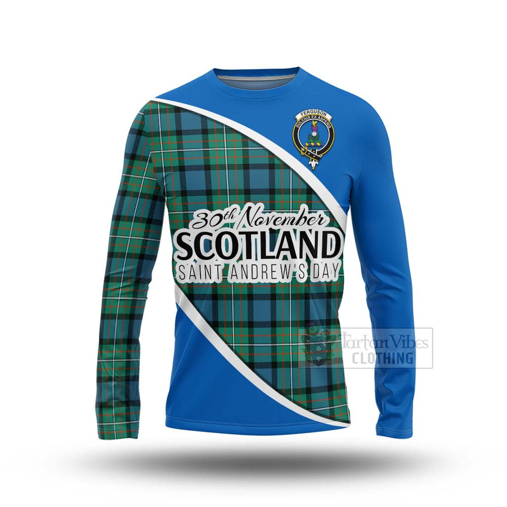 Tartan Vibes Clothing Ferguson (Fergusson) Family Crest Tartan Long Sleeve T-Shirt Celebrate Saint Andrew's Day in Style