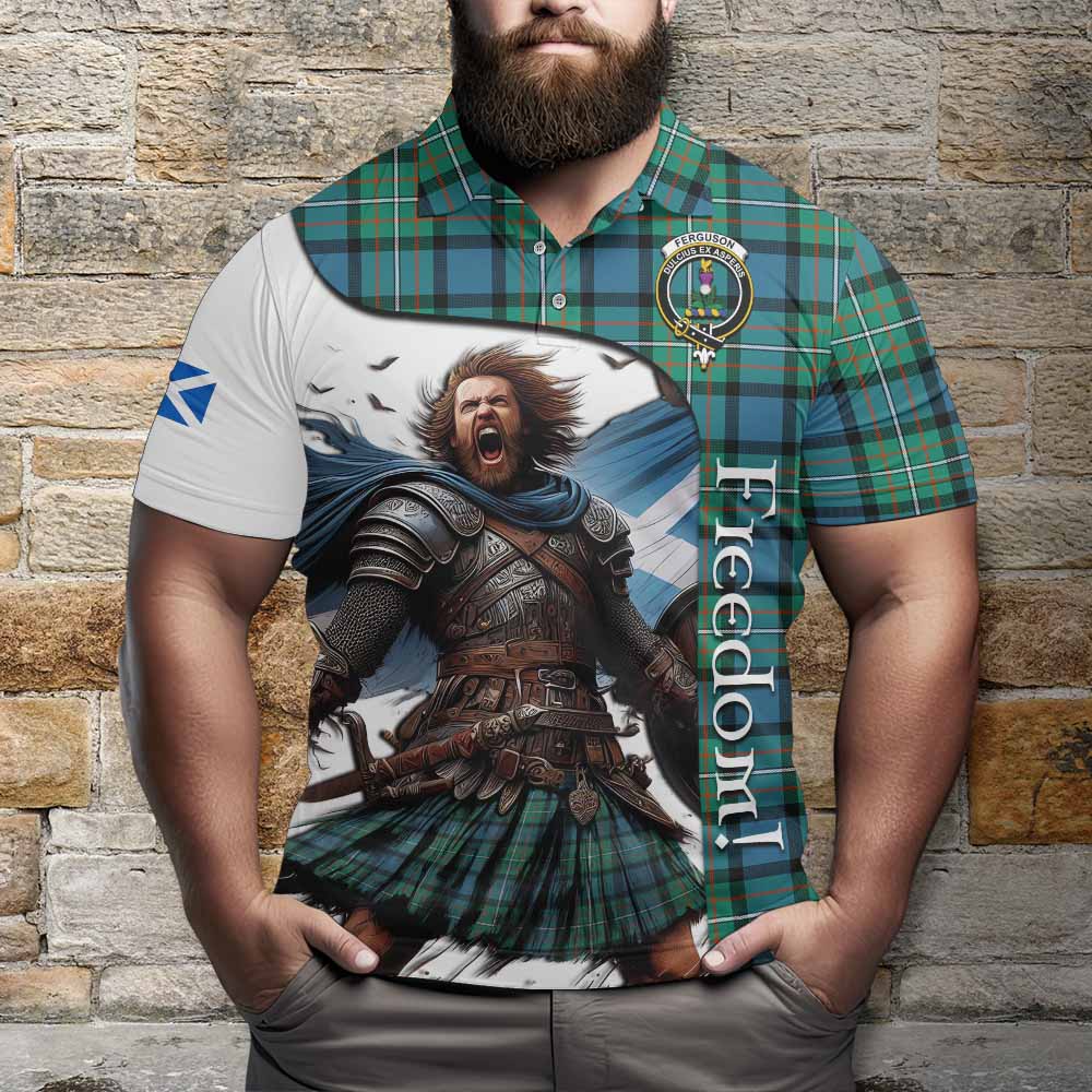 Tartan Vibes Clothing Ferguson (Fergusson) Crest Tartan Polo Shirt Inspired by the Freedom of Scottish Warrior