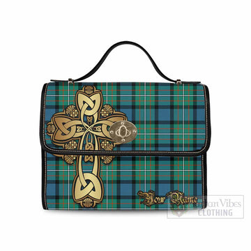 Ferguson (Fergusson) Tartan Waterproof Canvas Bag Golden Thistle Celtic Cross Style