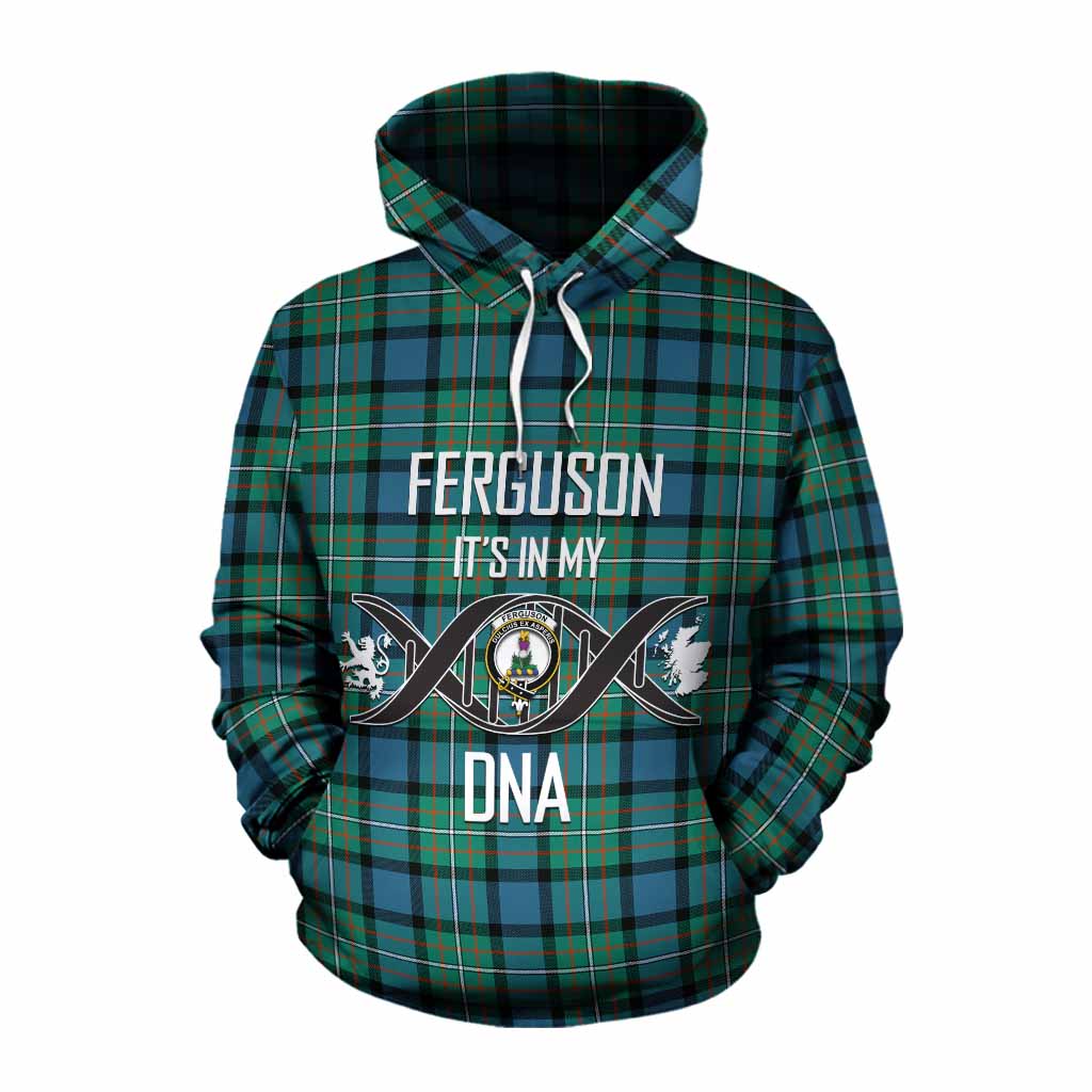 Tartan Vibes Clothing Ferguson (Fergusson) Tartan Cotton Hoodie with Family Crest DNA In Me Style