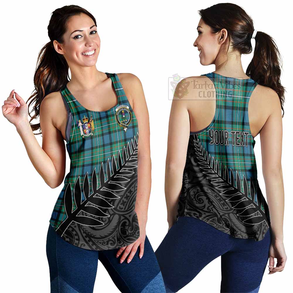 Tartan Vibes Clothing Ferguson (Fergusson) Crest Tartan Women's Racerback Tanks with New Zealand Silver Fern Half Style