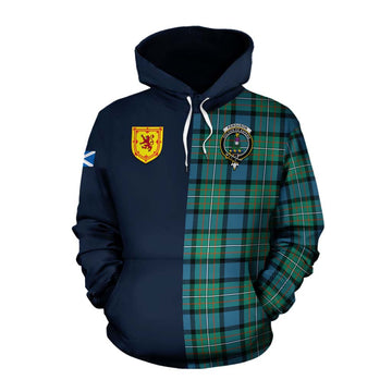 Ferguson (Fergusson) Tartan Cotton Hoodie Alba with Scottish Lion Royal Arm Half Style