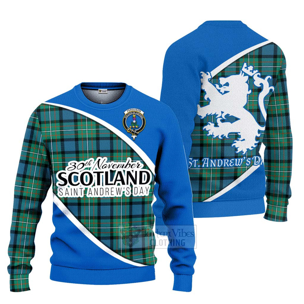 Tartan Vibes Clothing Ferguson (Fergusson) Family Crest Tartan Knitted Sweater Celebrate Saint Andrew's Day in Style