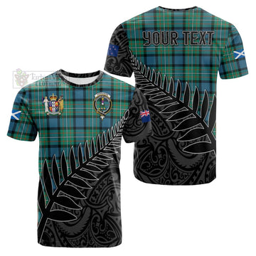 Ferguson (Fergusson) Crest Tartan Cotton T-shirt with New Zealand Silver Fern Half Style