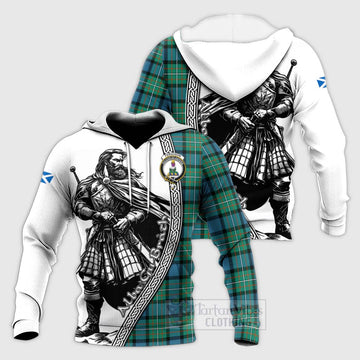 Ferguson (Fergusson) Tartan Clan Crest Knitted Hoodie with Highlander Warrior Celtic Style