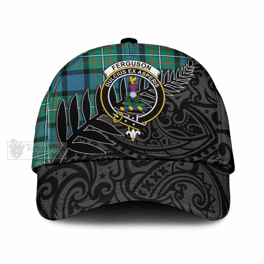 Tartan Vibes Clothing Ferguson (Fergusson) Tartan Classic Cap with New Zealand Silver Fern Half Style