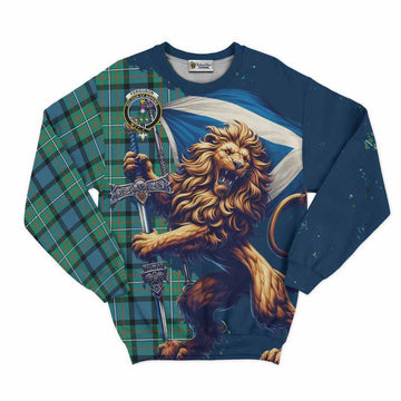 Ferguson (Fergusson) Tartan Family Crest Sweatshirt with Scottish Majestic Lion