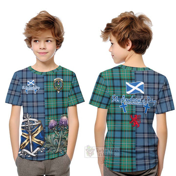 Ferguson (Fergusson) Tartan Kid T-Shirt Happy St. Andrew's Day Half Tartan Style