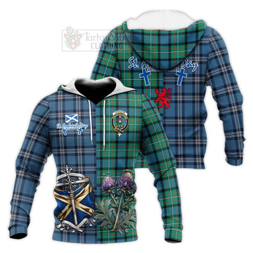 Ferguson (Fergusson) Tartan Knitted Hoodie Happy St. Andrew's Day Half Tartan Style