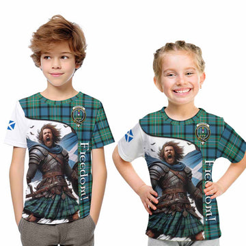 Ferguson (Fergusson) Crest Tartan Kid T-Shirt Inspired by the Freedom of Scottish Warrior