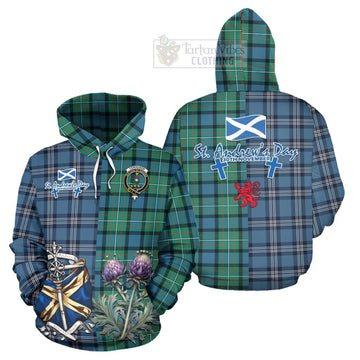 Ferguson (Fergusson) Tartan Hoodie Happy St. Andrew's Day Half Tartan Style