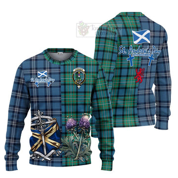 Ferguson (Fergusson) Tartan Knitted Sweater Happy St. Andrew's Day Half Tartan Style