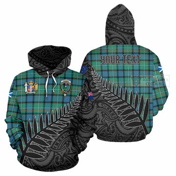 Ferguson (Fergusson) Crest Tartan Hoodie with New Zealand Silver Fern Half Style