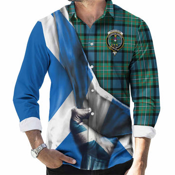 Ferguson (Fergusson) Tartan Long Sleeve Button Shirt with Family Crest Scotland Patriotic Style