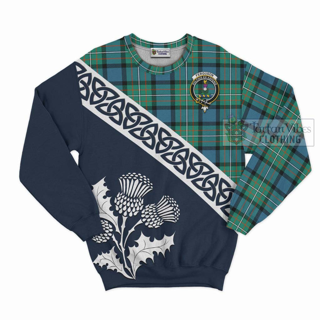 Tartan Vibes Clothing Ferguson (Fergusson) Tartan Sweatshirt Featuring Thistle and Scotland Map