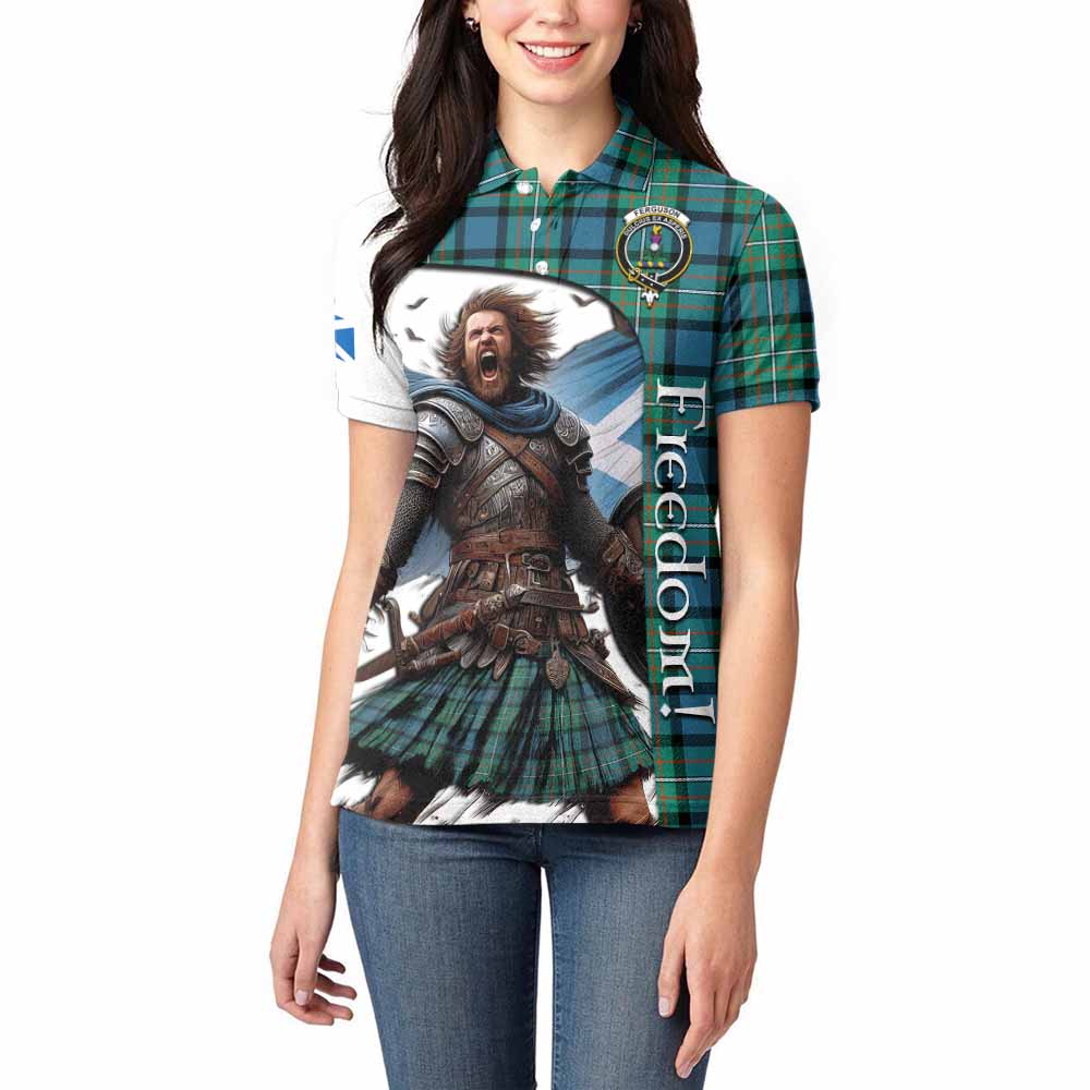 Tartan Vibes Clothing Ferguson (Fergusson) Crest Tartan Women's Polo Shirt Inspired by the Freedom of Scottish Warrior