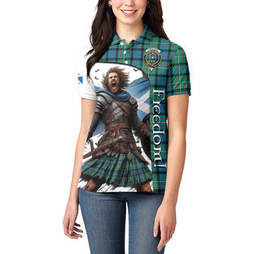 Ferguson (Fergusson) Crest Tartan Women's Polo Shirt Inspired by the Freedom of Scottish Warrior