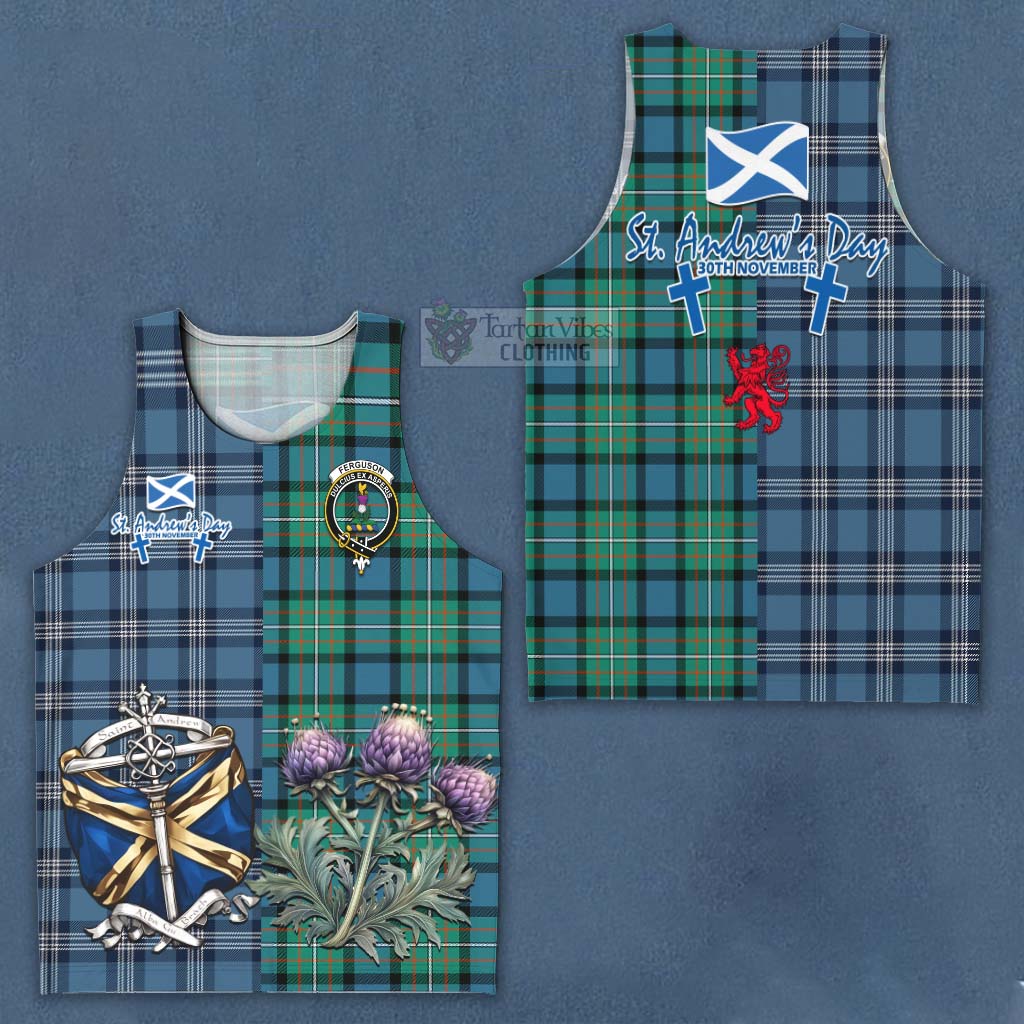 Ferguson (Fergusson) Tartan Men's Tank Top Happy St. Andrew's Day Half Tartan Style Men - Tartan Vibes Clothing