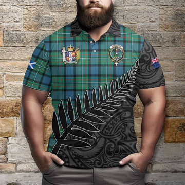 Ferguson (Fergusson) Crest Tartan Polo Shirt with New Zealand Silver Fern Half Style