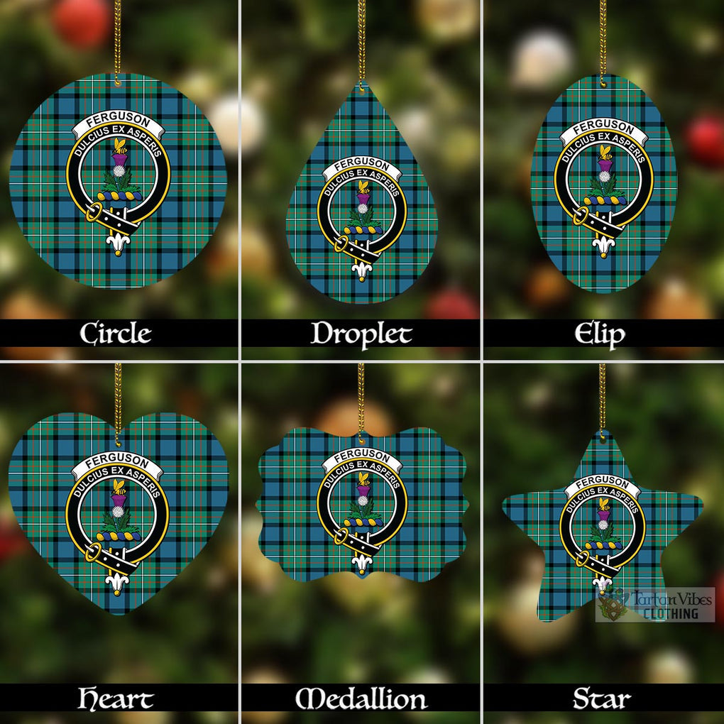 Tartan Vibes Clothing Ferguson (Fergusson) Tartan Christmas Aluminium Ornament with Family Crest