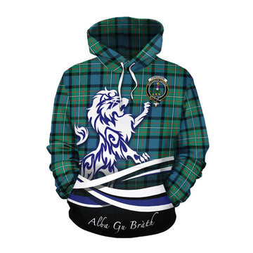 Ferguson (Fergusson) Tartan Cotton Hoodie with Alba Gu Brath Regal Lion Emblem