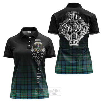 Ferguson (Fergusson) Tartan Women's Polo Shirt Featuring Alba Gu Brath Family Crest Celtic Inspired Women - Tartan Vibes Clothing