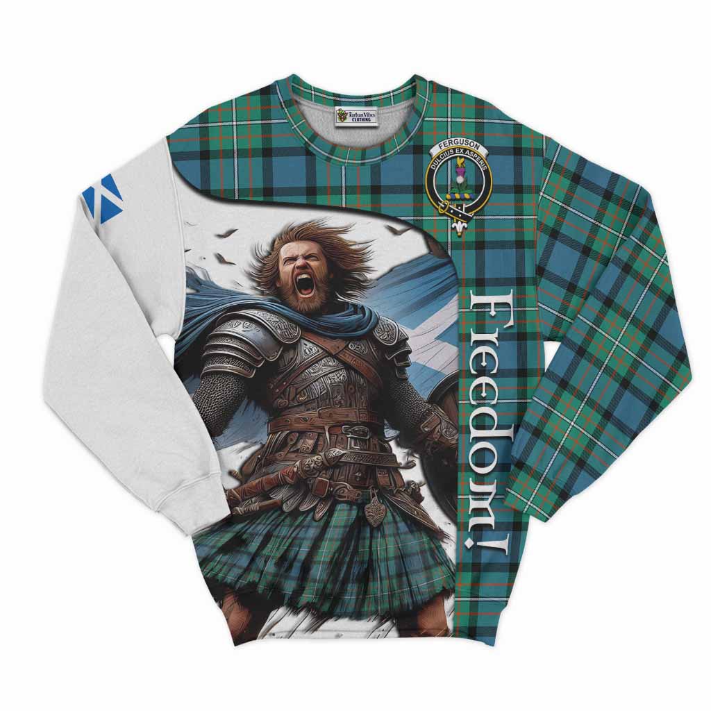 Tartan Vibes Clothing Ferguson (Fergusson) Crest Tartan Sweatshirt Inspired by the Freedom of Scottish Warrior