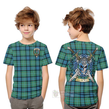 Ferguson (Fergusson) Tartan Kid T-Shirt with Family Crest Celtic Skull Style