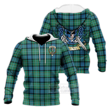 Ferguson (Fergusson) Tartan Knitted Hoodie with Family Crest Celtic Skull Style