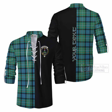 Ferguson (Fergusson) Tartan Ghillie Kilt Shirt with Family Crest and Half Of Me Style