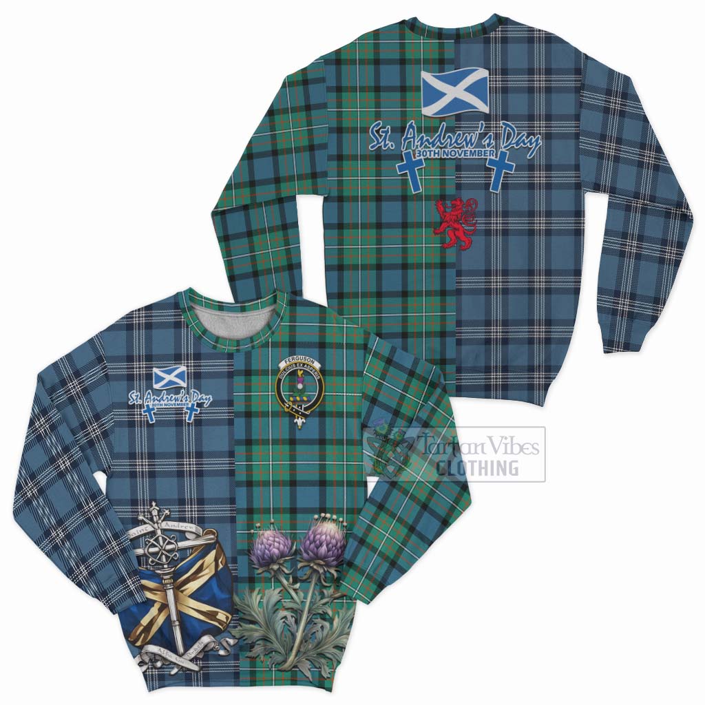 Tartan Vibes Clothing Ferguson (Fergusson) Tartan Sweatshirt Happy St. Andrew's Day Half Tartan Style