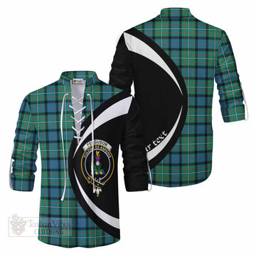 Ferguson (Fergusson) Tartan Ghillie Kilt Shirt with Family Crest Circle Style