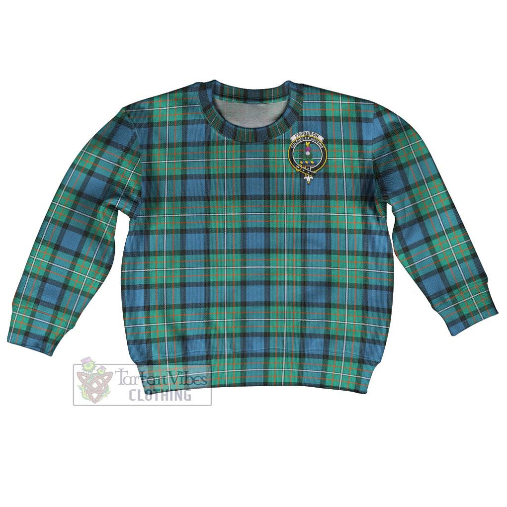 Tartan Vibes Clothing Ferguson (Fergusson) Tartan Kid Ugly Sweater with Family Crest