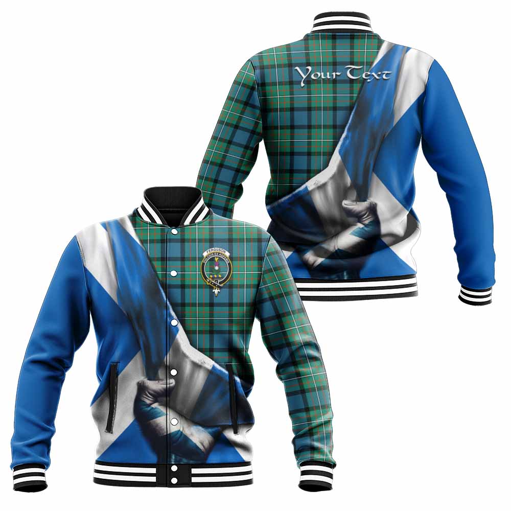 Tartan Vibes Clothing Ferguson (Fergusson) Tartan Baseball Jacket with Family Crest Scotland Patriotic Style