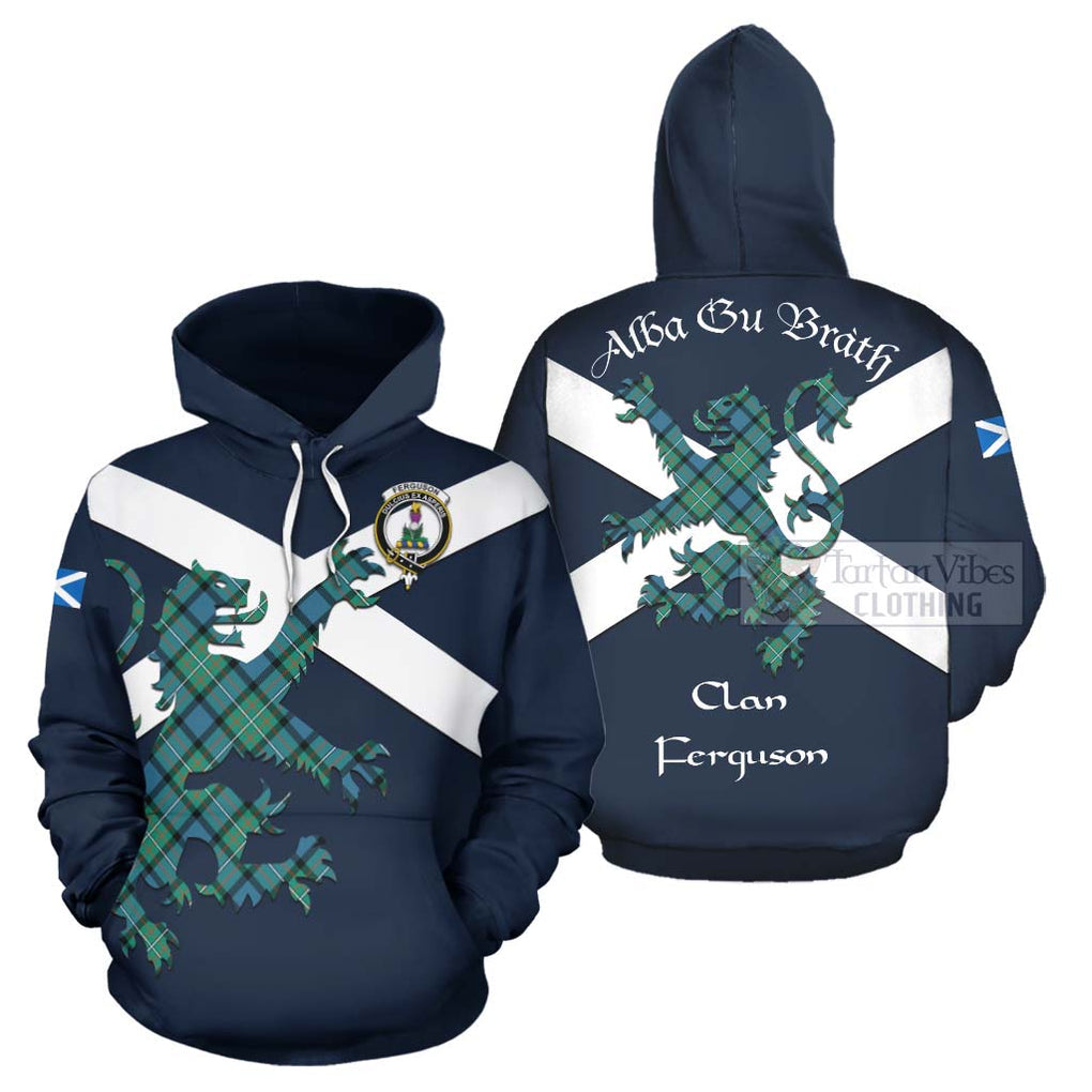 Tartan Vibes Clothing Ferguson (Fergusson) Tartan Lion Rampant Hoodie – Proudly Display Your Heritage with Alba Gu Brath and Clan Name