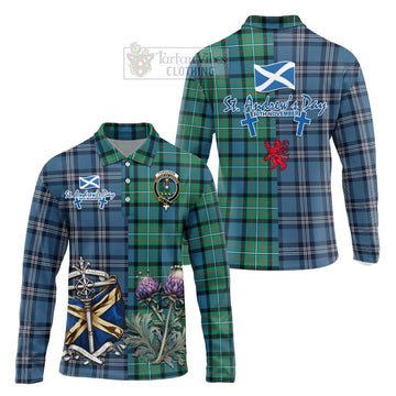 Ferguson (Fergusson) Tartan Long Sleeve Polo Shirt Happy St. Andrew's Day Half Tartan Style