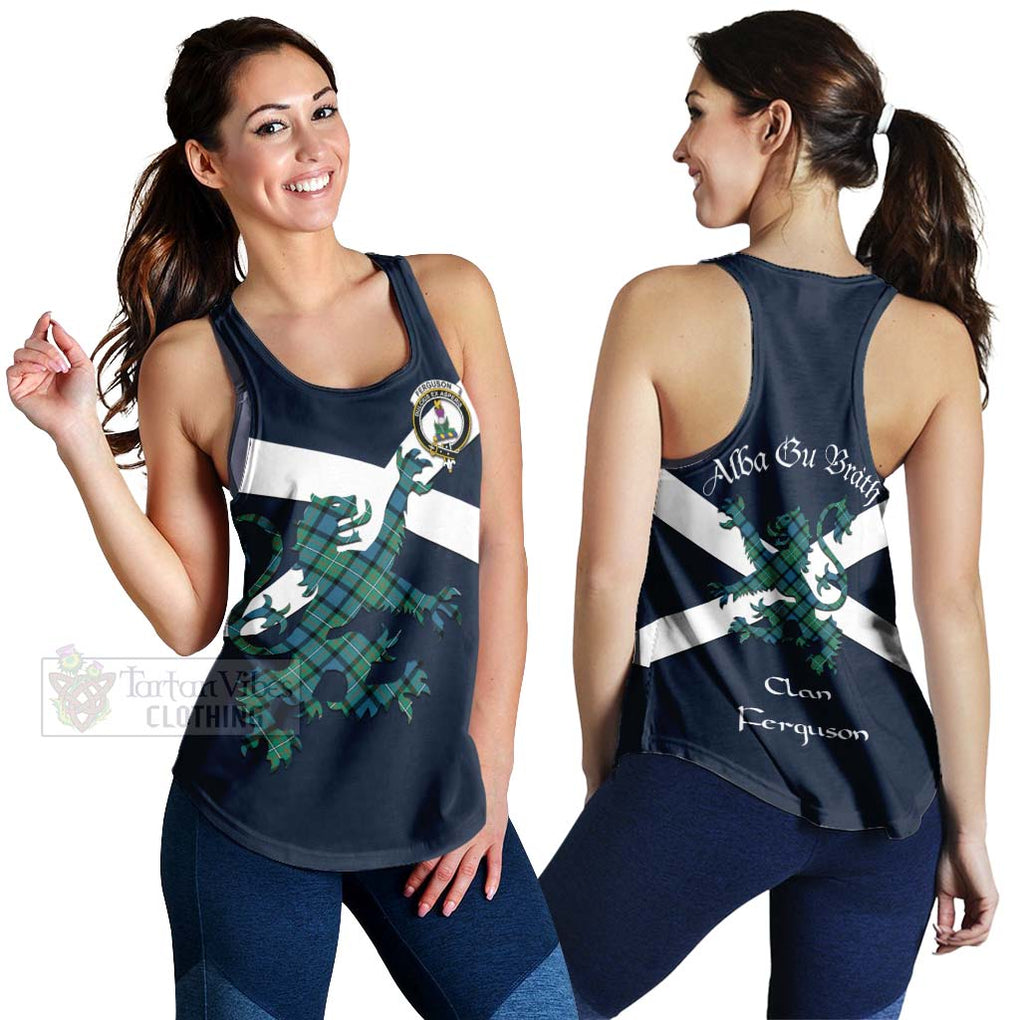 Tartan Vibes Clothing Ferguson (Fergusson) Tartan Lion Rampant Women's Racerback Tanks – Proudly Display Your Heritage with Alba Gu Brath and Clan Name