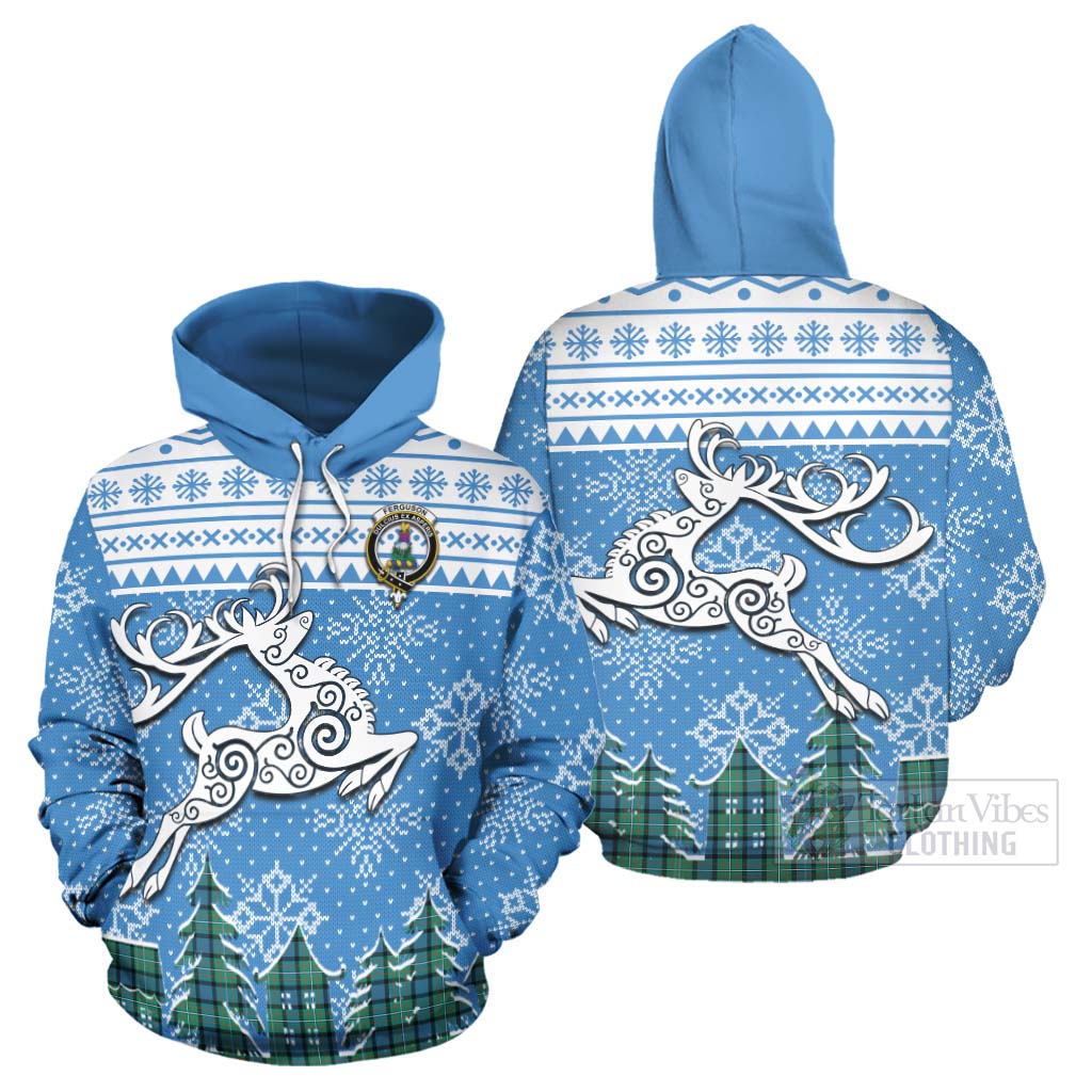 Tartan Vibes Clothing Ferguson (Fergusson) Clan Christmas Hoodie Celtic Reindeer Style