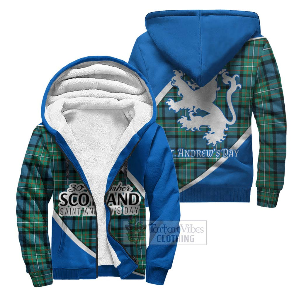 Tartan Vibes Clothing Ferguson (Fergusson) Family Crest Tartan Sherpa Hoodie Celebrate Saint Andrew's Day in Style