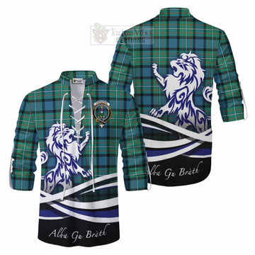 Ferguson (Fergusson) Tartan Ghillie Kilt Shirt with Alba Gu Brath Regal Lion Emblem