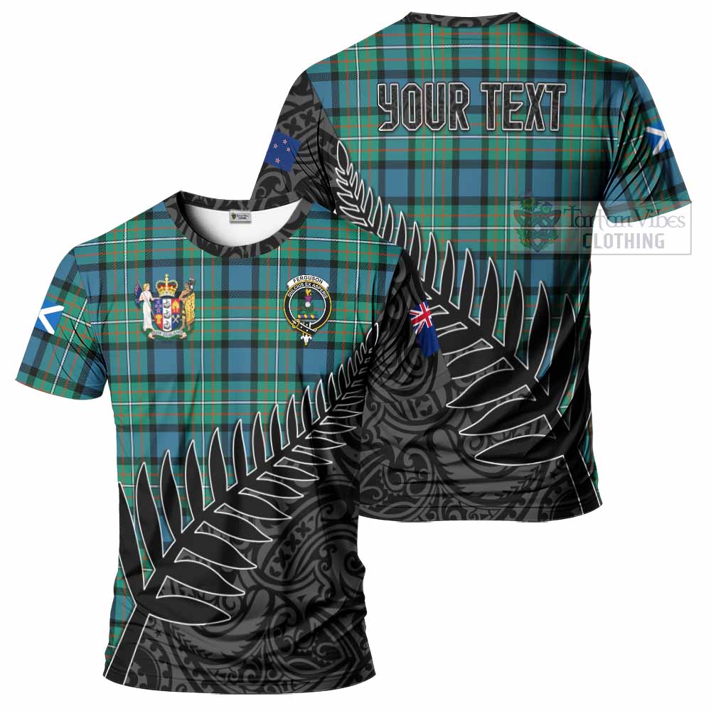 Tartan Vibes Clothing Ferguson (Fergusson) Crest Tartan T-Shirt with New Zealand Silver Fern Half Style