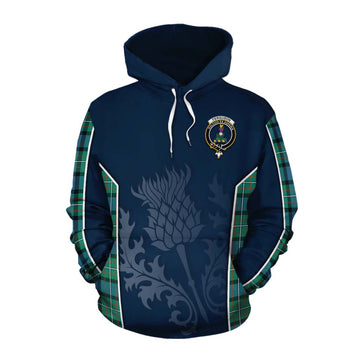 Ferguson (Fergusson) Tartan Cotton Hoodie with Family Crest and Scottish Thistle Vibes Sport Style